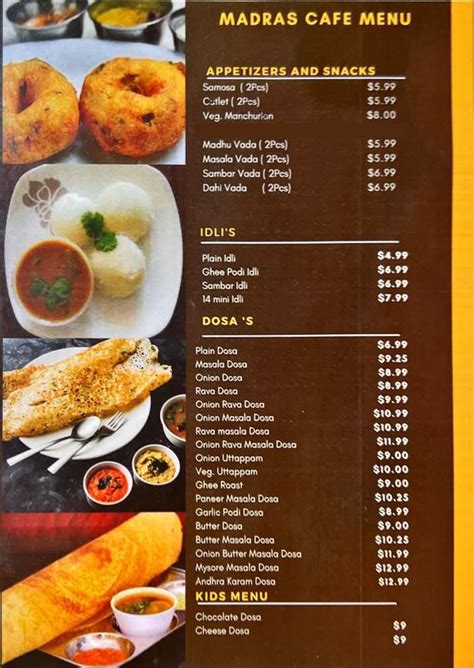 madras cafe menu